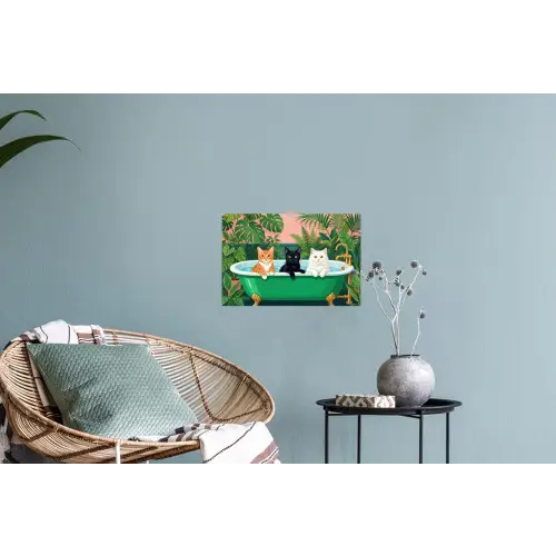 Badkamer - Kattenparade - Kleurrijk Muursticker klein -plant