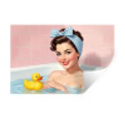 Badkamer - Eend - Blauw Muursticker klein -3d