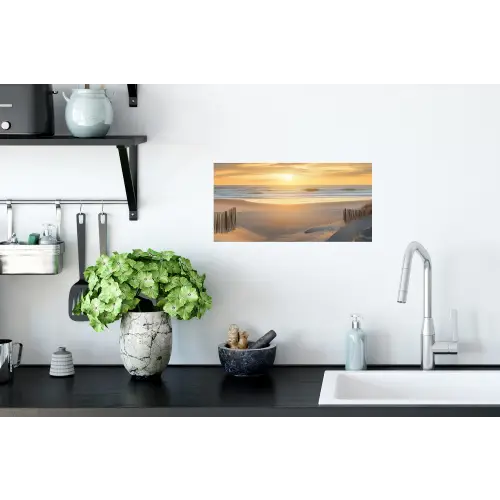 Strand - Duinen - Zonsondergang Muursticker klein -keuken