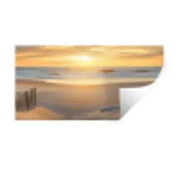 Strand - Duinen - Zonsondergang Muursticker klein -3d