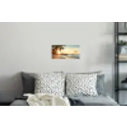 Strand - Palmbomen - Oceaan - Zonsondergang Muursticker klein -slaapkamer