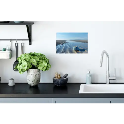 Strand - Schild - Water - Blauw Muursticker klein -keuken