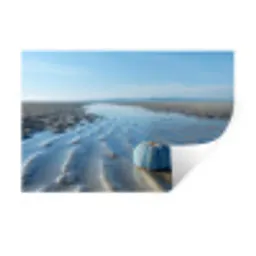Strand - Schild - Water - Blauw Muursticker klein -3d