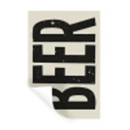 Beer - Vintage - Zwart - Beige Muursticker klein -3d