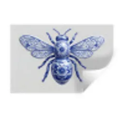Bij - Modern - Delfts - Blauw Muursticker klein -3d