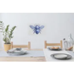 Bij - Modern - Delfts - Blauw Muursticker klein -eettafel