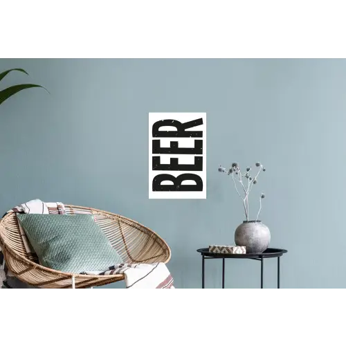 Bier - Japandi - Decoratie - Zwart Muursticker klein -plant
