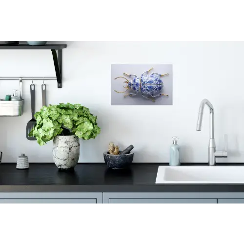 Kever - Delfts - Blauw - Goud Muursticker klein -keuken