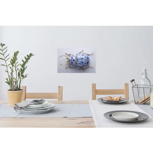Kever - Delfts - Blauw - Goud Muursticker klein -eettafel