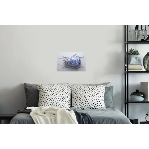 Kever - Delfts - Blauw - Goud Muursticker klein -slaapkamer