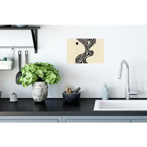 Beige - Lijnen - Golvend - Abstract Muursticker klein -keuken