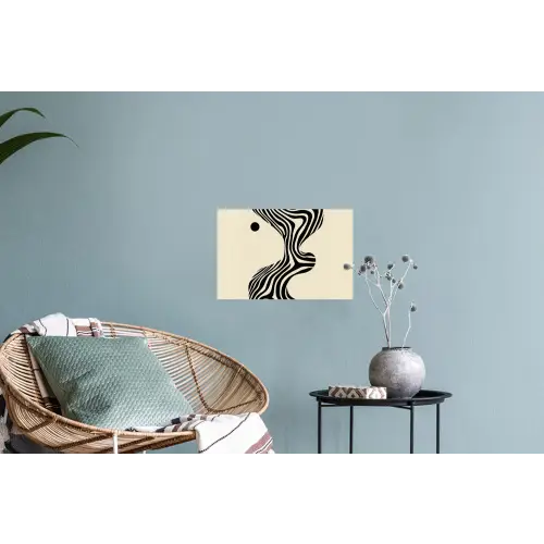 Beige - Lijnen - Golvend - Abstract Muursticker klein -plant