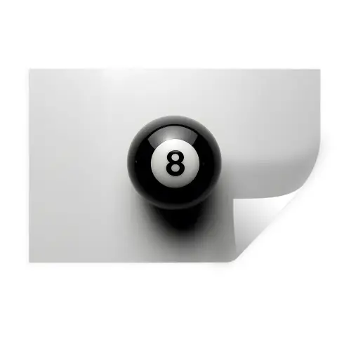 Biljartbal - Getal - Acht - Wit Muursticker klein -3d