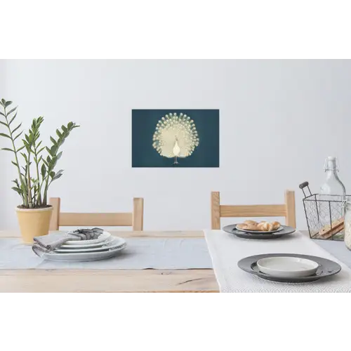 Vogel - Blauw - Vintage Muursticker klein -eettafel