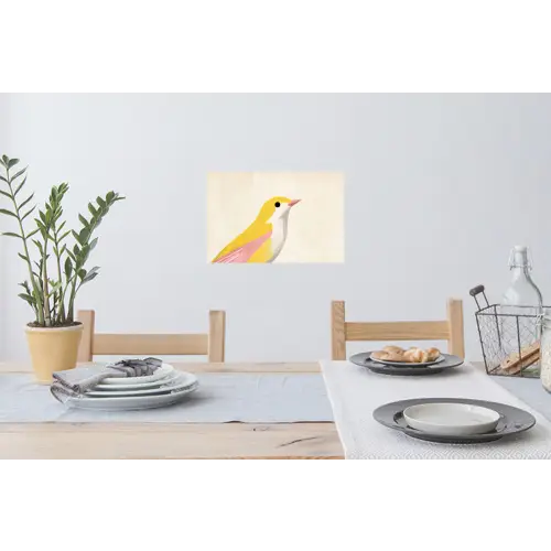Vogel - Minimalistisch - Geel Muursticker klein -eettafel