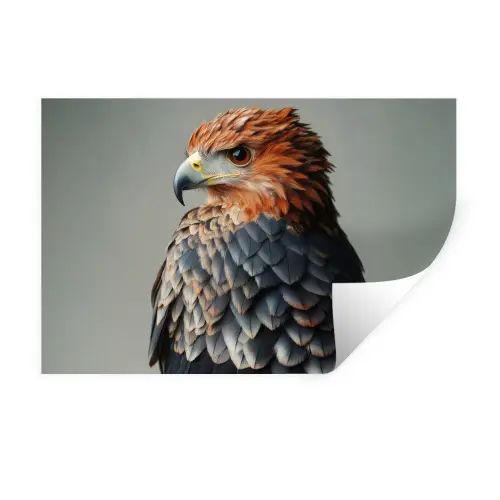 Vogel - Realistisch - Veren - Bruin Muursticker klein -3d