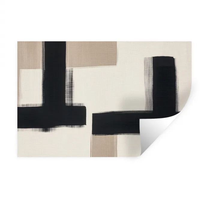Zwart - Abstract - Japandi Muursticker klein -3d