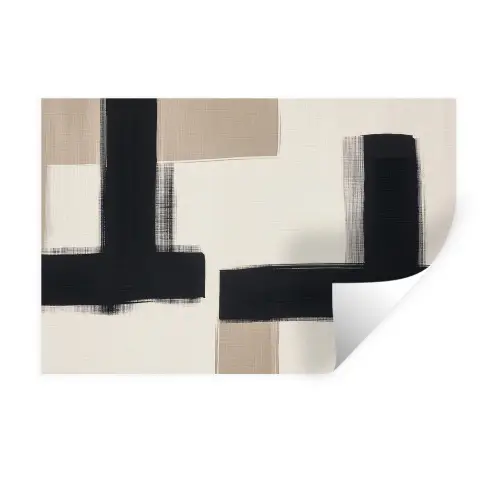 Zwart - Abstract - Japandi Muursticker klein -3d