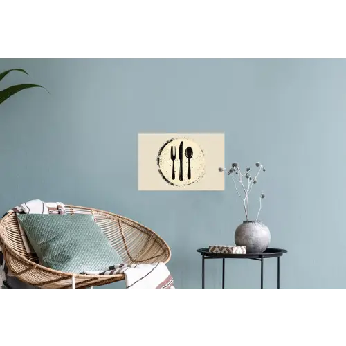 Zwart - Bestek - Rondje Muursticker klein -plant