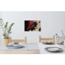 Zwarte draak - Rookwolken - Rood Muursticker klein -eettafel