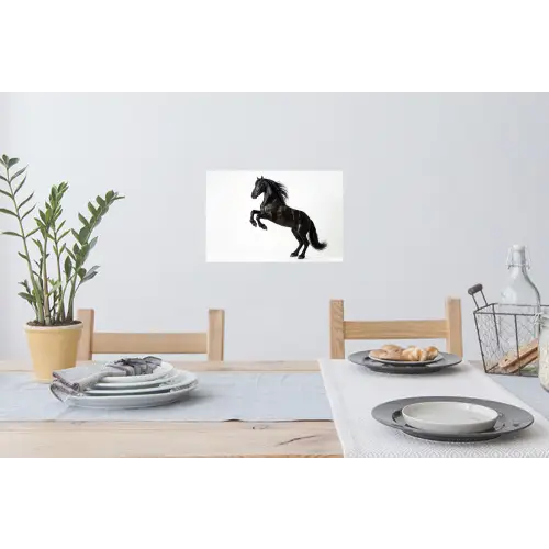 Zwart - Paard - Portret Muursticker klein -eettafel
