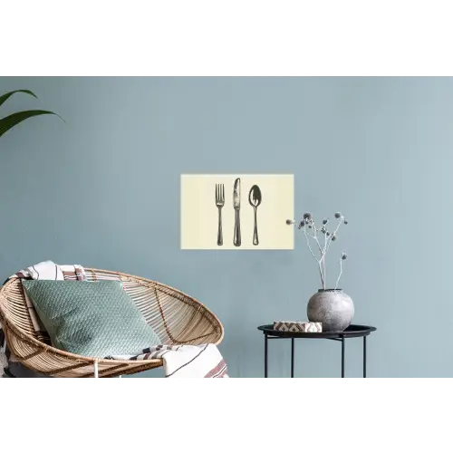 Zwart - Illustratie - Bestek Muursticker klein -plant