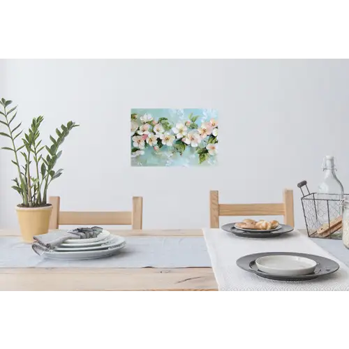 Bloesem - Bladeren - Lichtblauw Muursticker klein -eettafel