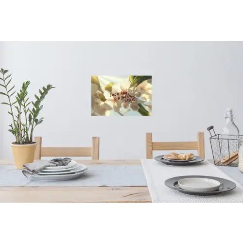 Bloesems - Zonlicht - Quote - Wit Muursticker klein -eettafel