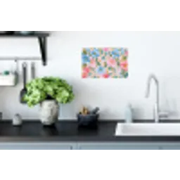 Blauw - Roze - Bloemen Muursticker klein -keuken