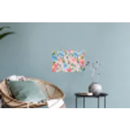Blauw - Roze - Bloemen Muursticker klein -plant