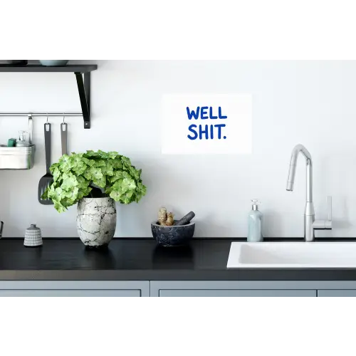 Blauw - Quote - Wit Muursticker klein -keuken