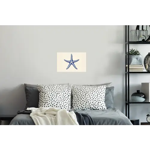 Blauwe zeester - Minimalistisch - Beige Muursticker klein -slaapkamer