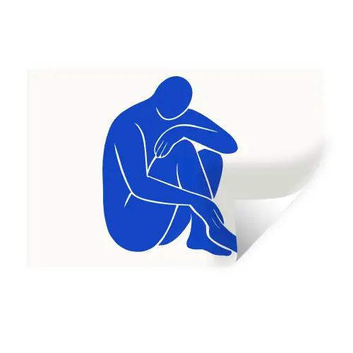 Lichaam - Abstract - Blauw Muursticker klein -3d