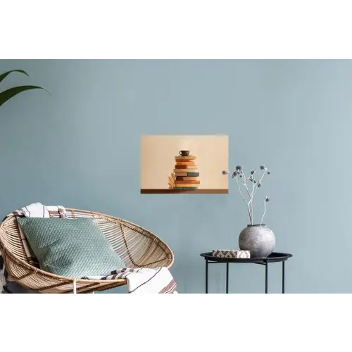 Boeken - Toren - Koffie - Beige Muursticker klein -plant