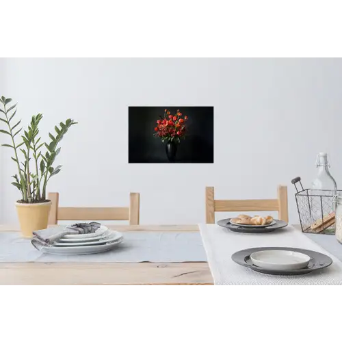 Boeket - Tulpen - Vaas - Rood Muursticker klein -eettafel