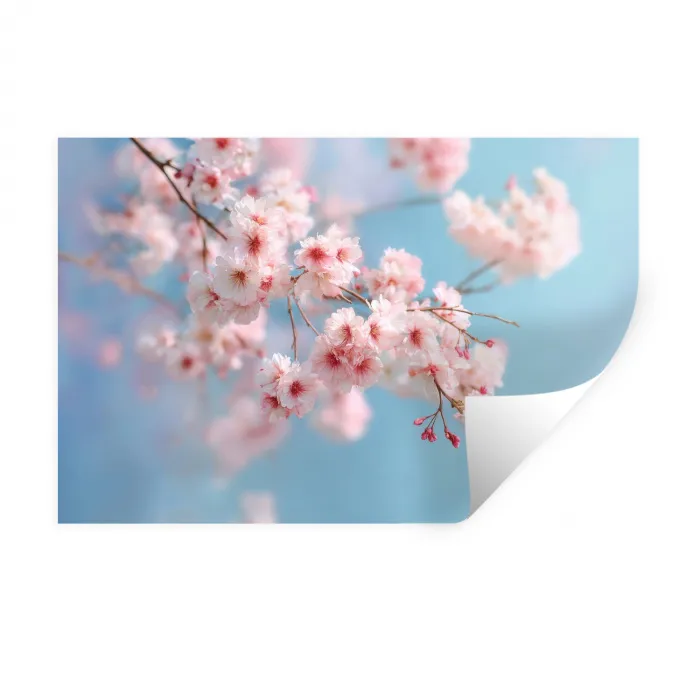 Takken - Bloesems - Roze Muursticker klein -3d