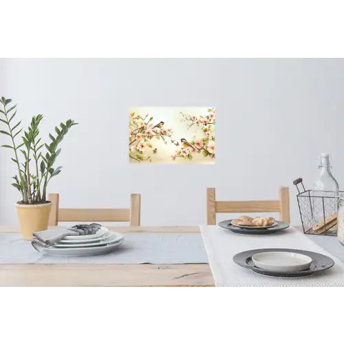 Takken - Bloemen - Vogeltjes - Roze Muursticker klein -eettafel
