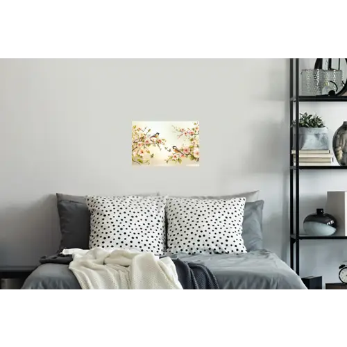 Takken - Bloemen - Vogeltjes - Roze Muursticker klein -slaapkamer
