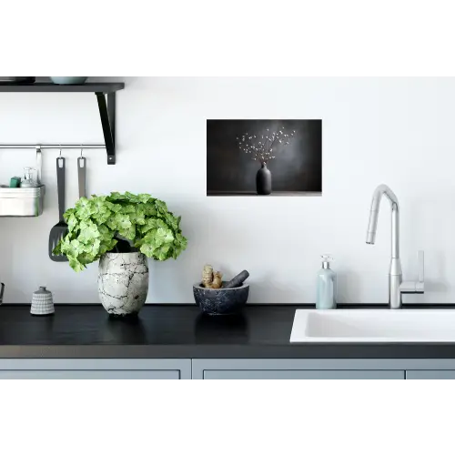 Takken - Vaas - Bolletjes - Wit Muursticker klein -keuken