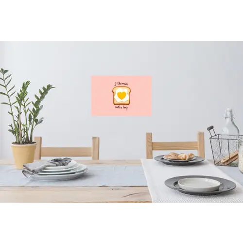Brood - Illustratie - Quote - Roze Muursticker klein -eettafel