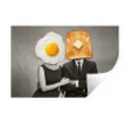 Ontbijt - Koppel - Ei - Brood Muursticker klein -3d