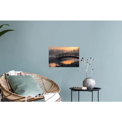 Brug - Mist - Bomen - Water Muursticker klein -plant