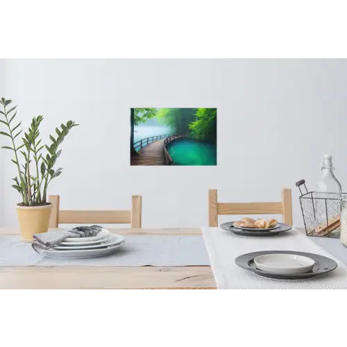 Brug - Water - Rivier - Bos Muursticker klein -eettafel