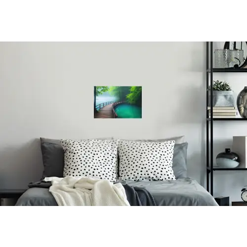 Brug - Water - Rivier - Bos Muursticker klein -slaapkamer