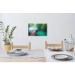 Brug - Water - Rivier - Bos Muursticker klein -eettafel