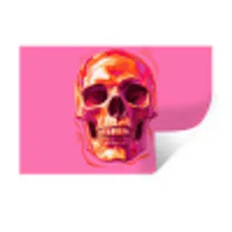Felroze - Tanden - Schedel Muursticker klein -3d