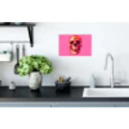 Felroze - Tanden - Schedel Muursticker klein -keuken