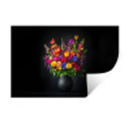 Felgekleurd - Bloemen - Vaas Muursticker klein -3d