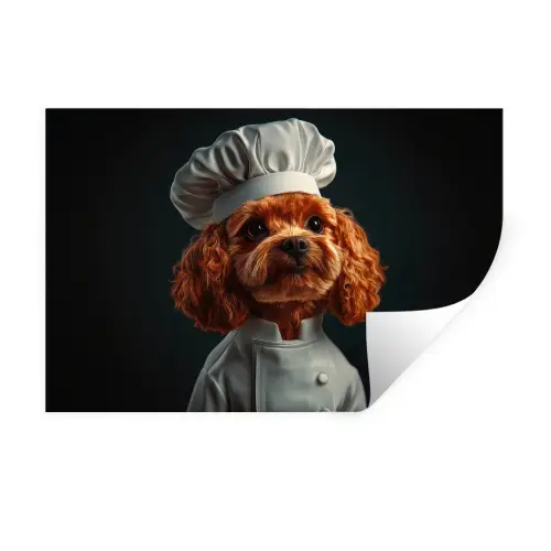 Bruin - Kok - Hondje Muursticker klein -3d