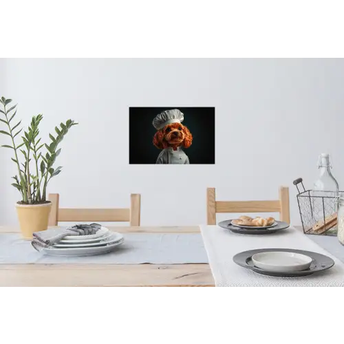 Bruin - Kok - Hondje Muursticker klein -eettafel